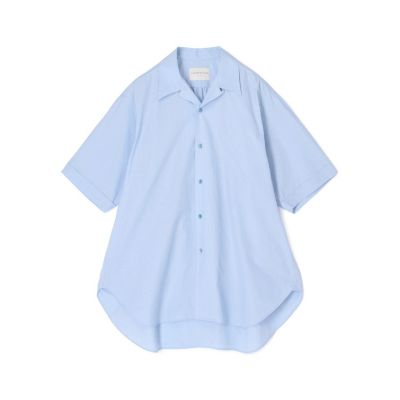 120番手高密度コットン オープンカラー半袖ロングシャツ