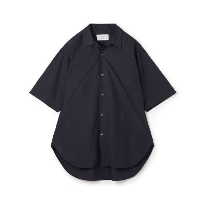 Fleshgrind ロングスリーブシャツ 黒 120／2コットン オープンカラーハーフスリーブ ロングシャツ
