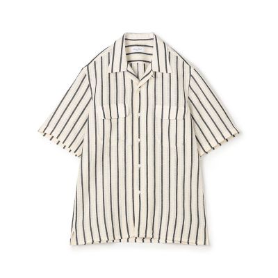 ＜TOMORROWLAND (Men)＞【別注】Ｓａｌｖａｔｏｒｅ　Ｐｉｃｃｏｌｏ　ＢＲＹＡＮ　コットンリネンストライプ　オープンカラー　ハーフスリーブシャツ