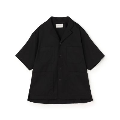 ウールポリエステルツイル 4ポケットラペルド半袖シャツ セットアップ
