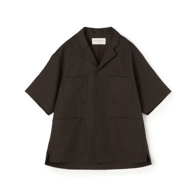 ウールポリエステルツイル 4ポケットラペルド半袖シャツ セットアップ