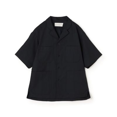 ウールポリエステルツイル 4ポケットラペルド半袖シャツ セットアップ