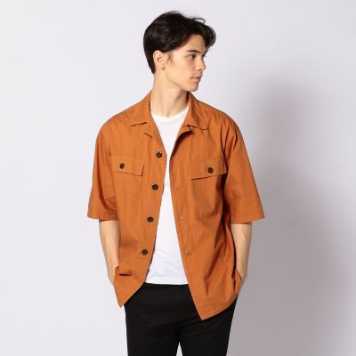 コットンリップストップ　ビッグシルエット　半袖シャツ