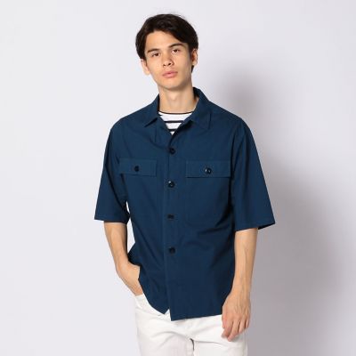 コットンリップストップ　ビッグシルエット　半袖シャツ