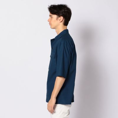 コットンリップストップ　ビッグシルエット　半袖シャツ