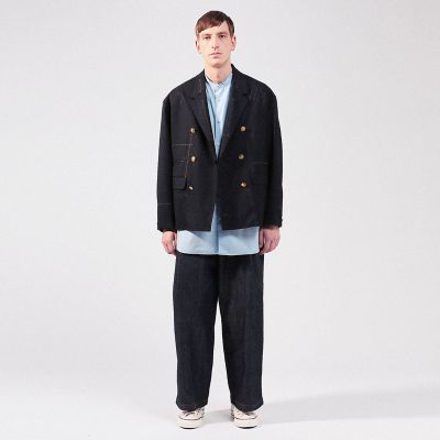 ウールホップサック 6Bダブルブレストビッグブレザージャケット