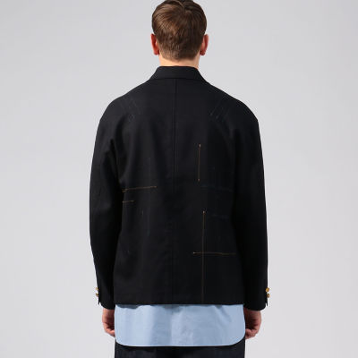 ウールホップサック 6Bダブルブレストビッグブレザージャケット