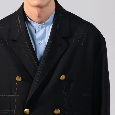 ウールホップサック 6Bダブルブレストビッグブレザージャケット