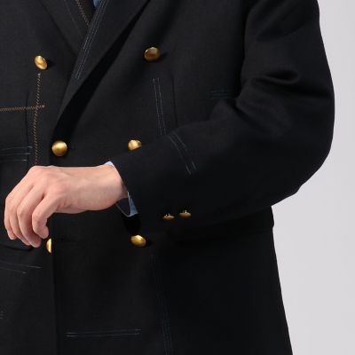ウールホップサック 6Bダブルブレストビッグブレザージャケット 