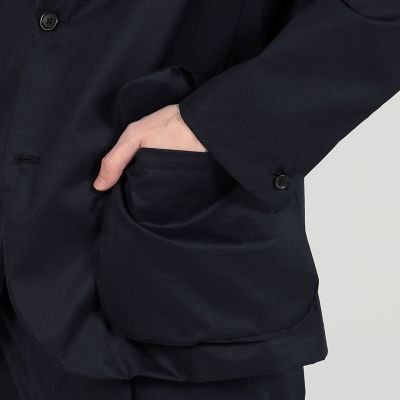 コットンポプリン　ピークドラペルシングルブレステッド３Ｂジャケット