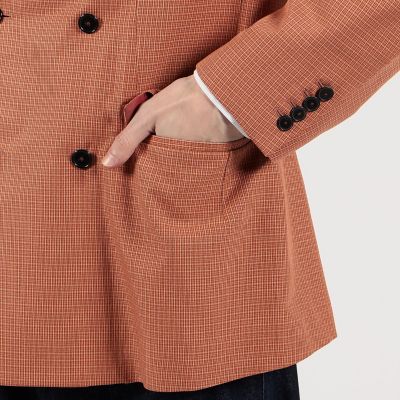シルクコットン ハウンドトゥース ダブルブレステッド6Bジャケット