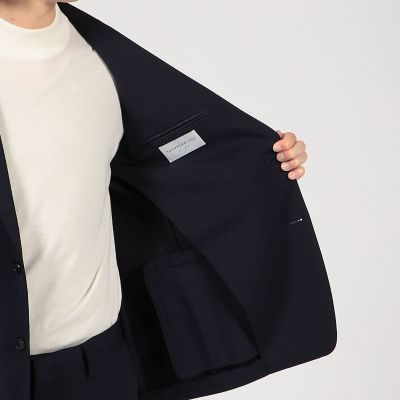 ウールポリエステルギャバジン　シングルブレステッド２Ｂジャケット