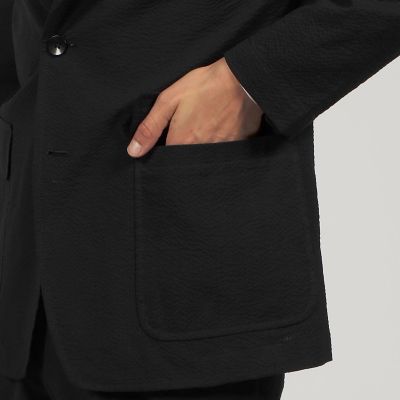 MAXMARA コットンテーラードジャケット　シアサッカー　ロゴボタン セール】 コットンシアサッカー シングルブレステッド2B