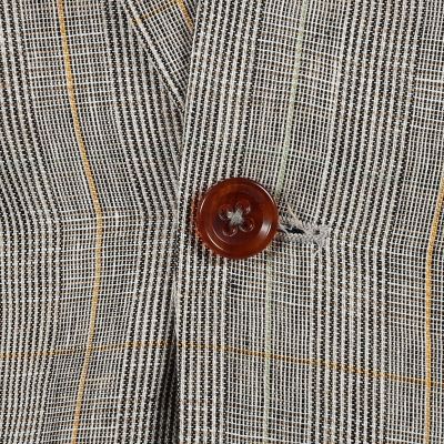 リネン グレンチェック シングルブレステッド 3Bジャケット