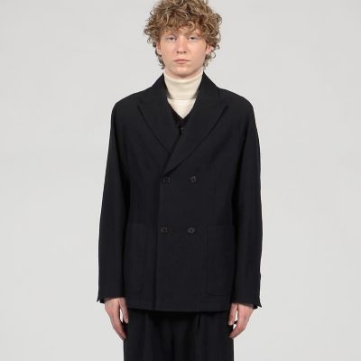 ウールリネンコットン ダブルブレステッド 4Bジャケット