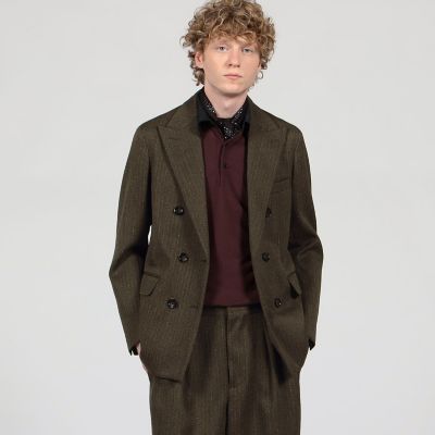 ウールストライプ ダブルブレステッド6Bジャケット | TOMORROWLAND