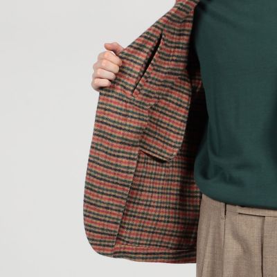 シルクガンクラブチェック シングルブレステッド2Bジャケット