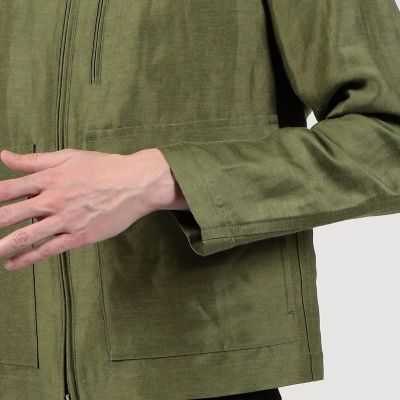 リネンキュプラ　ジップアップブルゾン