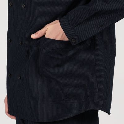 コットンリネンシルク　ダブルブレスト　シャツジャケット