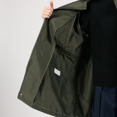 シルクコットンタフタ　フーデッドコート