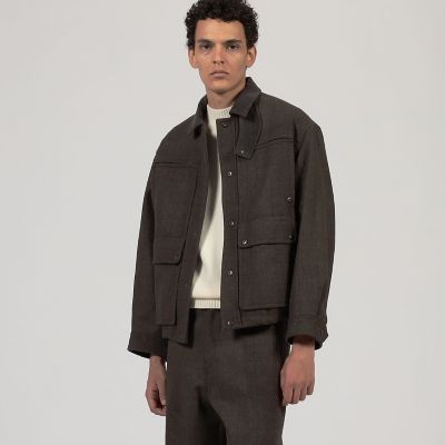 送料無料】ウールメルトンストライプ ショートブルゾン | TOMORROWLAND