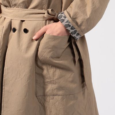 コットンシルクワッシャー　ダブルブレストノーカラーコート　ＬＹＲＩＡ
