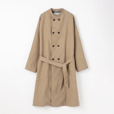 コットンシルクワッシャー　ダブルブレストノーカラーコート　ＬＹＲＩＡ