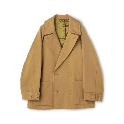 コットンラミー ニドムバイオサテン ダブルブレストショートコート