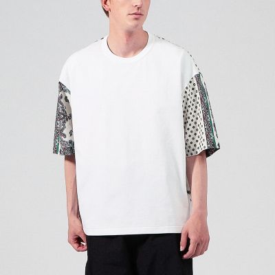 ＜TOMORROWLAND (Men)＞コットンポプリン　プリント切り替え半袖カットソー