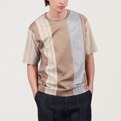 コットン　ストライプ　デザインＴシャツ