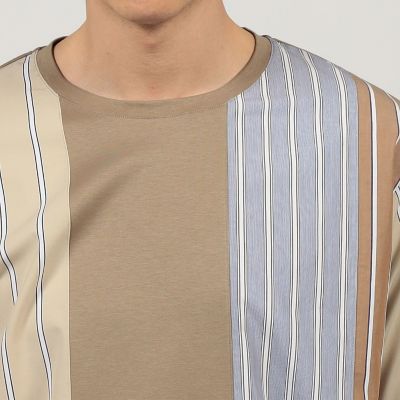 コットン　ストライプ　デザインＴシャツ