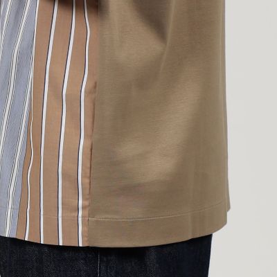 コットン　ストライプ　デザインＴシャツ