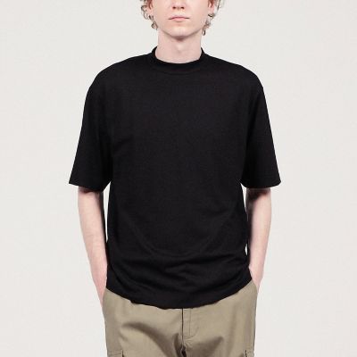 ウールポリエステル　モックネックプルオーバー