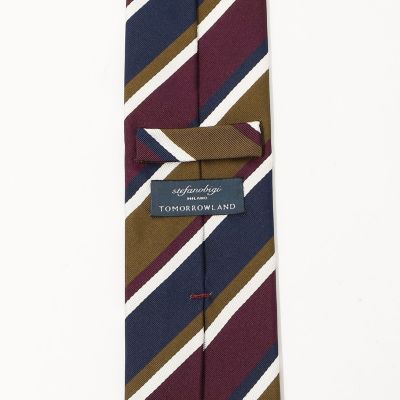 美品✨Liverano & Liverano レジメンタル シルクタイ 伊製 STEFANO BIGI シルクコットン レジメンタルネクタイ
