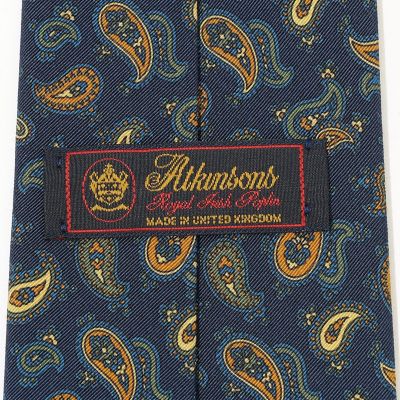 Atkinsons アイリッシュポプリン ペイズリー柄ネクタイ