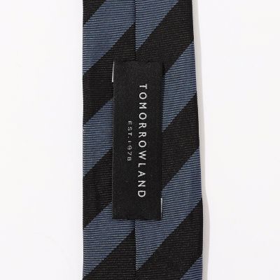 【極美品】TOMORROWLAND ネクタイ ストライプ ダークグレー ネイビー TOMORROWLAND シルク レジメンタルストライプ