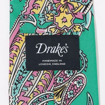 【新品】Drak's／ドレイクス／プリントタイ／ペイズリー／バーミリオンカラー Drake's シルクプリント ペイズリー柄ネクタイ | TOMORROWLAND