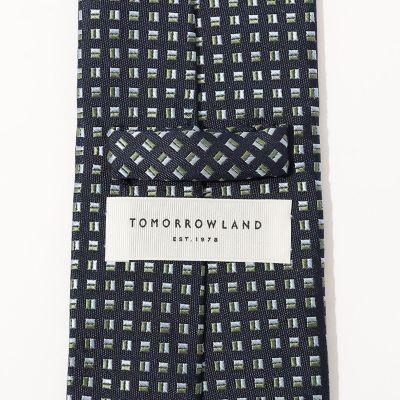 【未使用】Charvet ブラック　ジャカード小紋柄シルクネクタイ TOMORROWLAND シルクジャカード 小紋柄ネクタイ