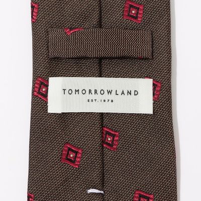 TOMORROWLAND シルク 幾何学スクエア小紋柄ネクタイ