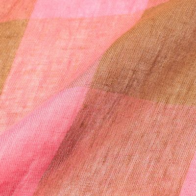 【タイムセール：６月３０日（月）午前９時３０分迄】ＡＲＩＡＮＮＡ　リネン　ブロックチェックストール