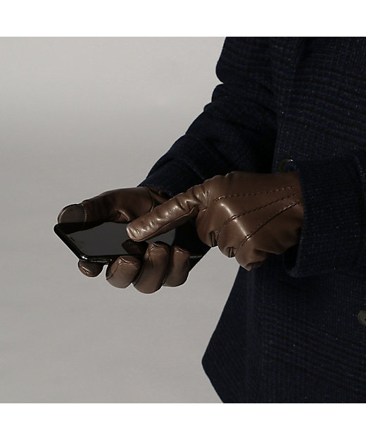 ＜三越伊勢丹/公式＞ GIGLIO FIORENTINO ナッパーレザー タッチパネルコンビグローブ 17チャコールグレ 手袋・グローブ画像