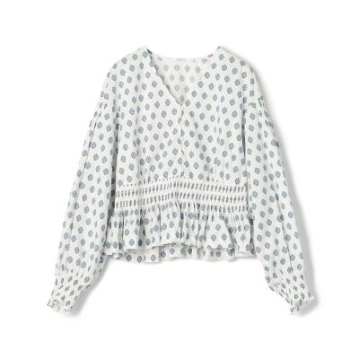 ＜maison TOMORROWLAND＞コットンプリント　ギャザードブラウス
