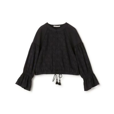 コットンカットジャカード　クロップドブラウス