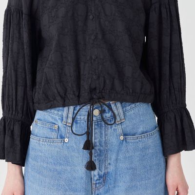 コットンカットジャカード　クロップドブラウス