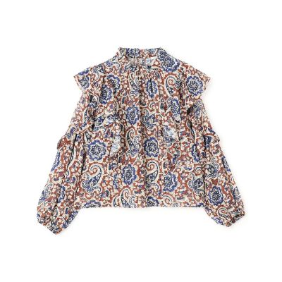 maison TOMORROWLAND/メゾン トゥモローランド ポリエステルプリント ギャザーフリルブラウス