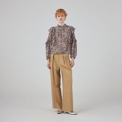 ポリエステルプリント　ギャザーフリルブラウス