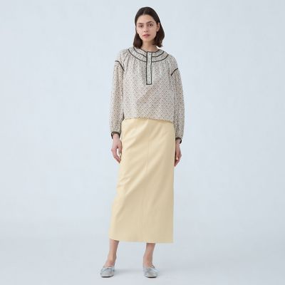 ブラウス シャツ コットンローンプリント クルーネックブラウス レディース コットンローンプリント クルーネックブラウス | maison