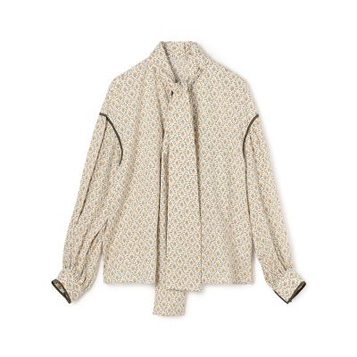 コットンローンプリント ボウタイブラウス | maison TOMORROWLAND