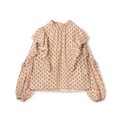 ブラウス シャツ カットジャカードプリント フリルブラウス レディース カットジャカードプリント フリルブラウス | maison