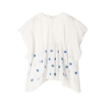 ＜maison TOMORROWLAND＞コットンボイルエンブロイダリー　アシンメトリーヘムブラウス